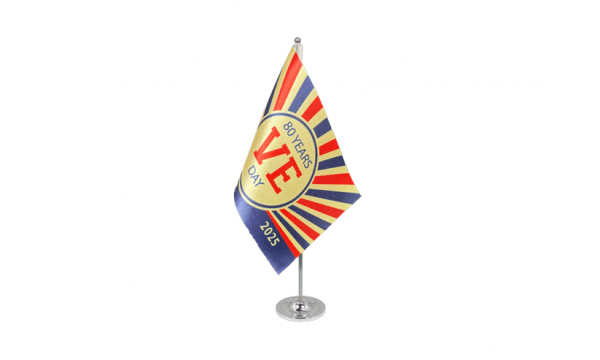 VE Day 80th Anniversary Satin Table Flag (A)